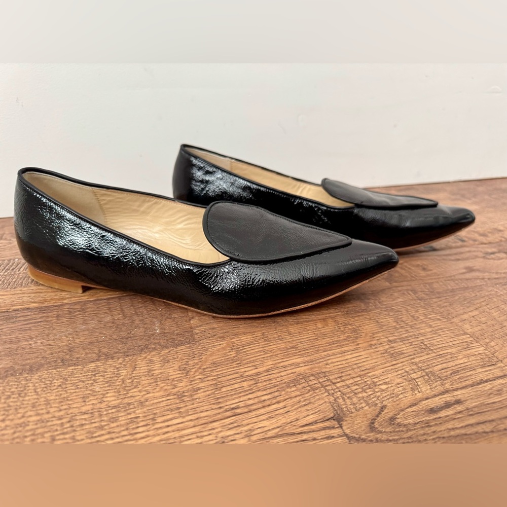 Mavette Fiona Pointed Toe Flat Black‎ Patent Leather Women's Size 40 9.5